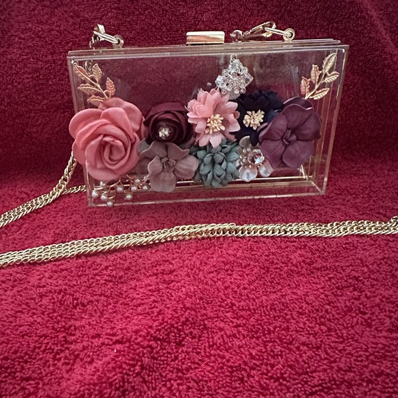 Candy & Liu Handbags - Floral & acrylic evening shoulder bag/clutch
